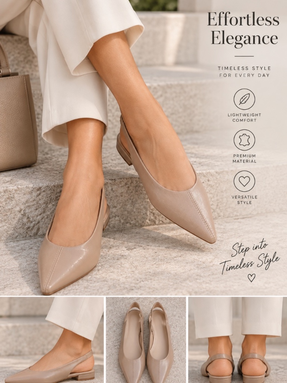 Zara Cream Leather Flats